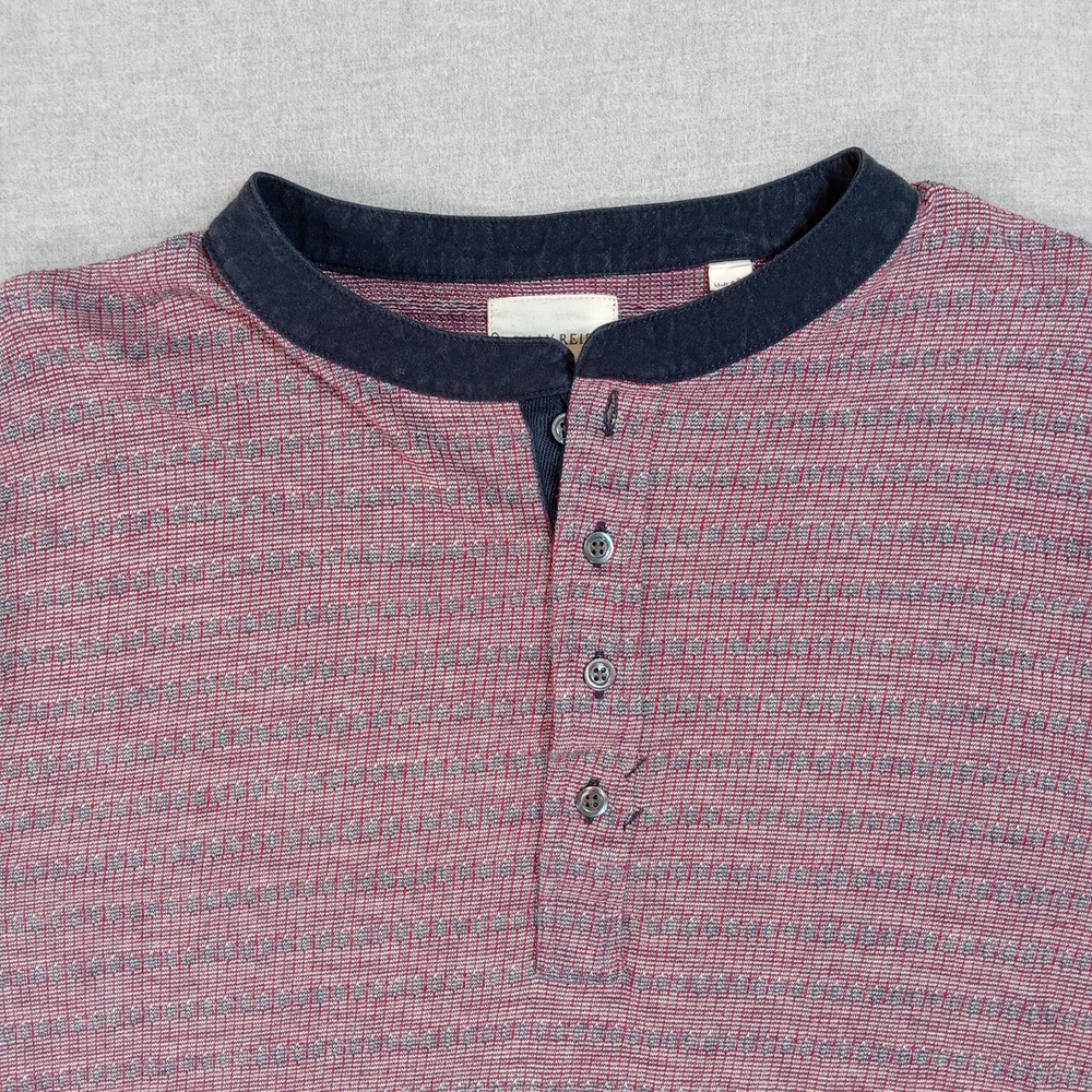 Billy Reid Mens M Waffle Knit Henley Shirt Long Sleeve Made In Peru Cotton Red - Picture 3 of 7